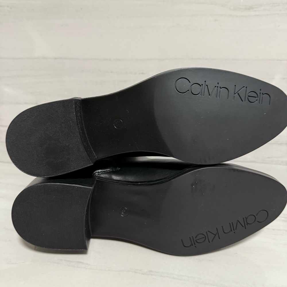 Calvin Klein Deneice Black Ankle Side Zip Booties Minimalist Corporate Office 8 - Picture 6 of 11